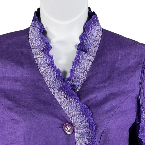 JSong Womens 12 Purple Linen Jacket/Top Skirt Set Angel Wings Design Fairy Goth - Picture 7 of 16